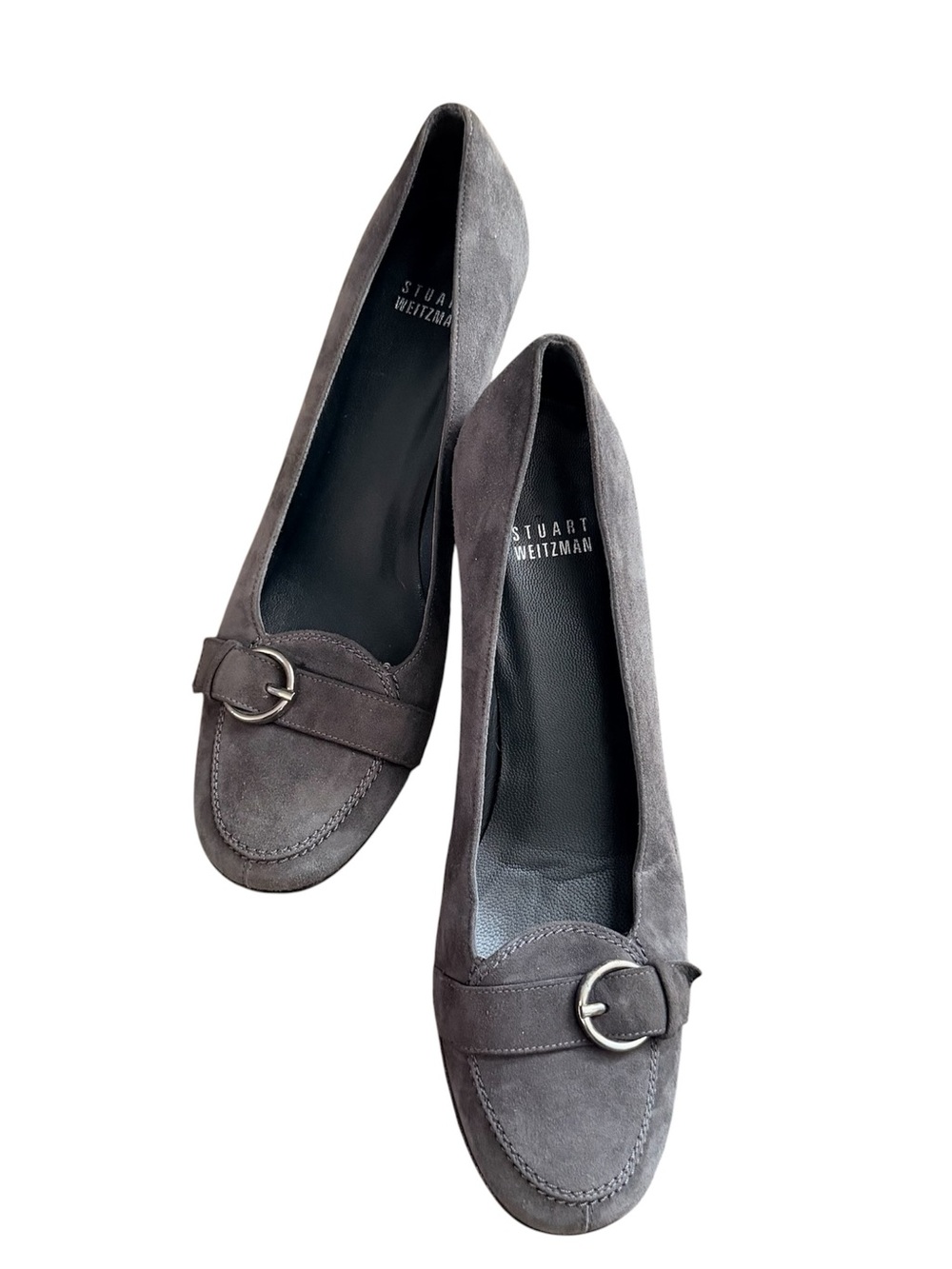 STUART WEITZMAN Women's Charcoal Suede Gray Buckle Pump Shoes Sz 8